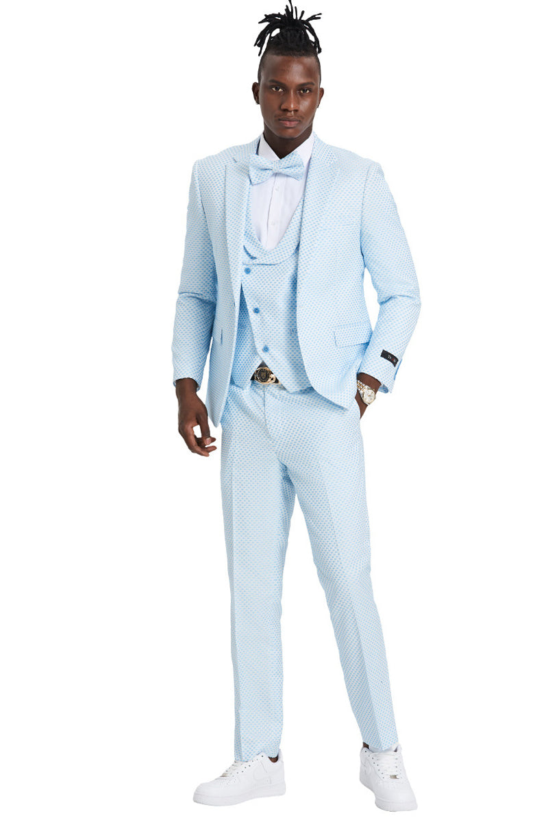 Men's Sky Blue Polka Dot Vest for Prom & Weddings