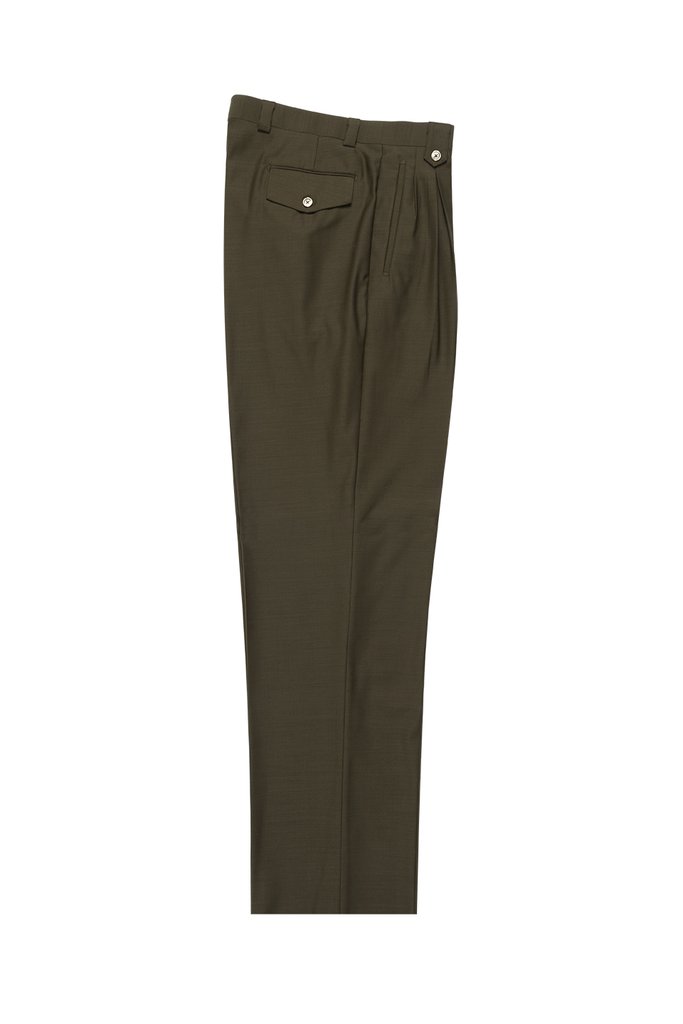 Tiglio Luxe Olive Wide Leg, Pure Wool Dress Pants 2576
