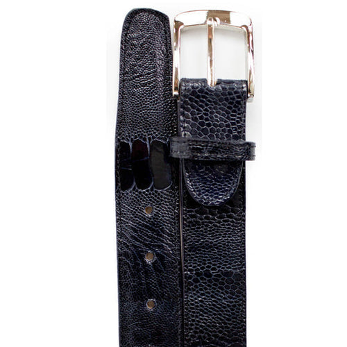 Men's Genuine Ostrich Leg Dress Belt in Navy Blue by Belvedere Shoes