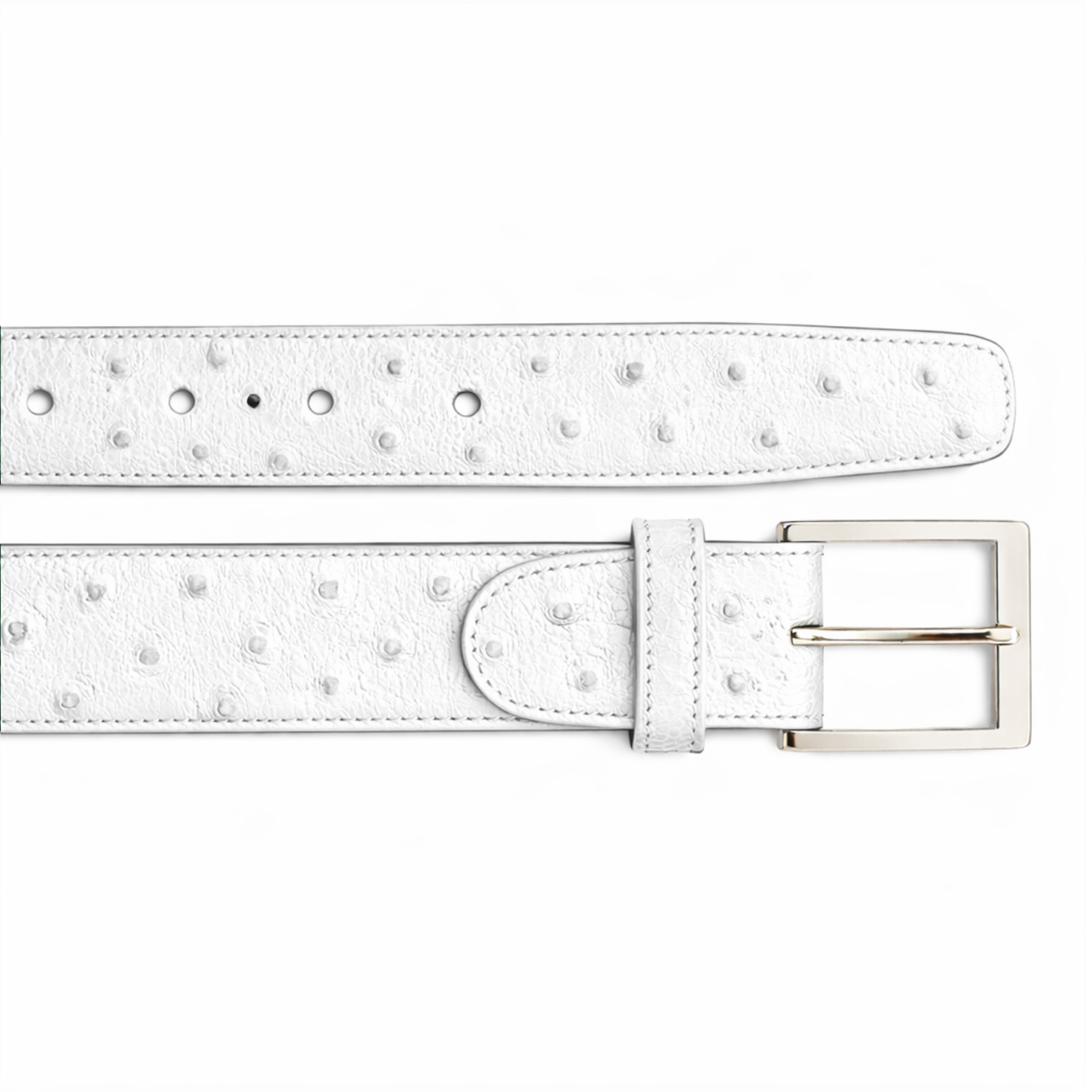 Belvedere Ostrich Quill Belt - White Leather – SuitUSA
