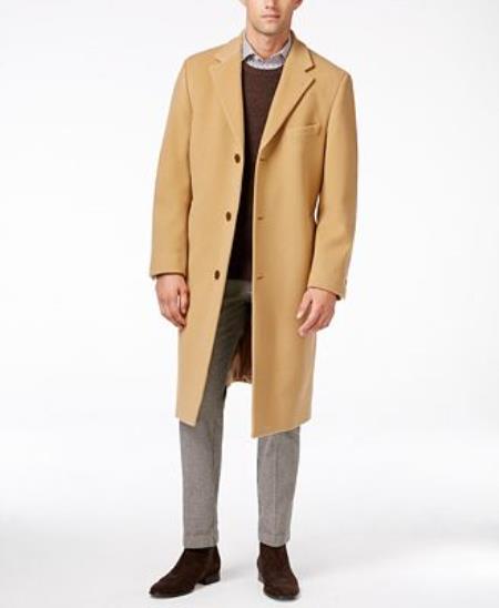 Men's Dress Coat Designer Brand Blend Overcoat Camel by USA Men's Outlet