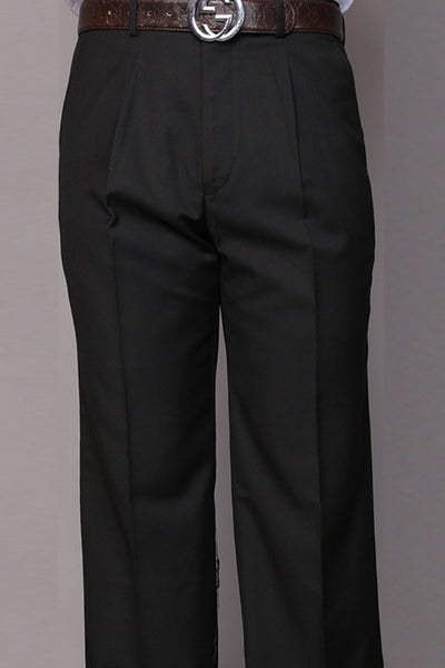 Men's Wool Pleated Dress Pants in Black by Statement Suits