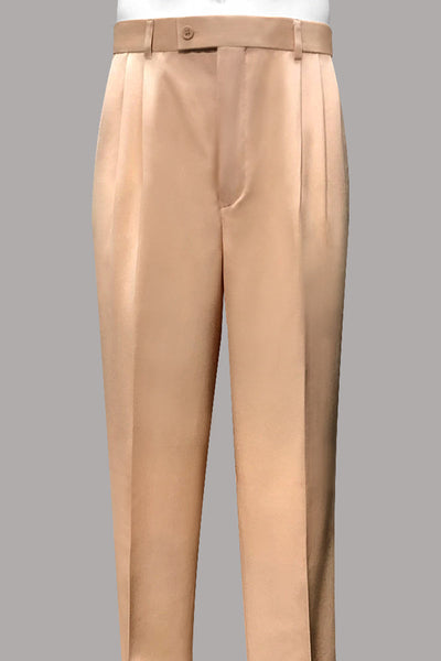 Men’s Peach Wool Pleated Dress Pant