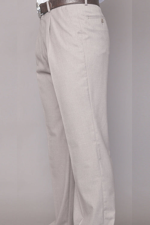 Men's Classic Fit Wool Pleated Dress Pant in Sand