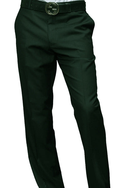Men's Wool Flat Front Dress Pant in Hunter Green
