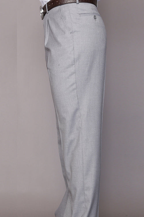 Men's Grey Wool Pleated Dress Pant by Statement Suits