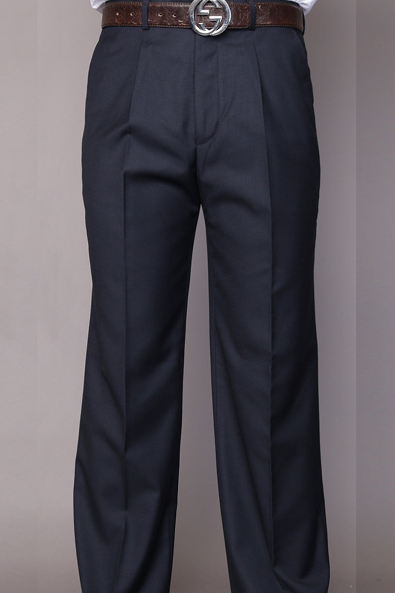 Men's Navy Wool Dress Pants by Statement Suits