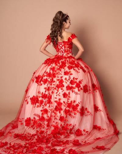 3D Floral Quinceanera Dress Off Shoulder Ball Gown by Calla SCL30005