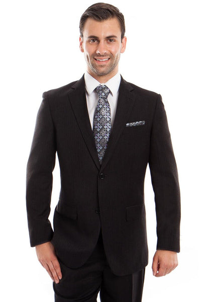 Men's Micro Tonal Pinstripe Suit in Black