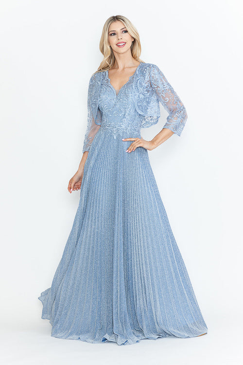 Mother Of The Groom Dress V-Neck 3/4 Sleeve Gown By Lenovia 8341-New Collection