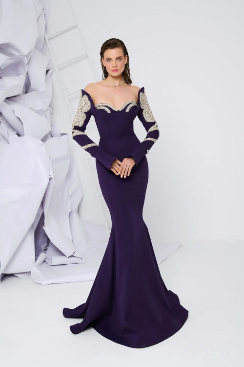 Fouad Sarkis 2858 Strapless Mermaid Gown with Tassel Embellishments