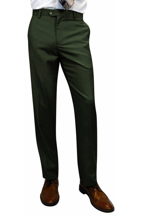 Men's Wool Slim Fit Dress Pants in Hunter Green