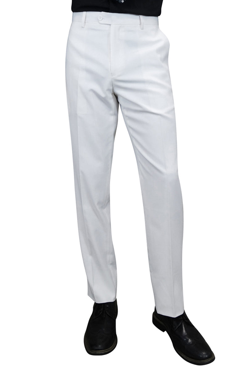 Men's Slim Fit Wool Dress Pants in White