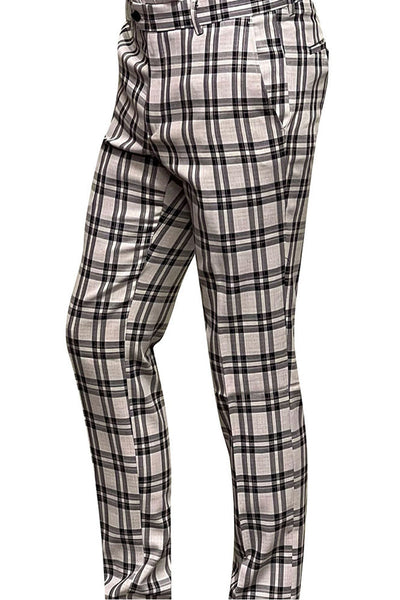 Men's Black Windowpane Wool Dress Pants