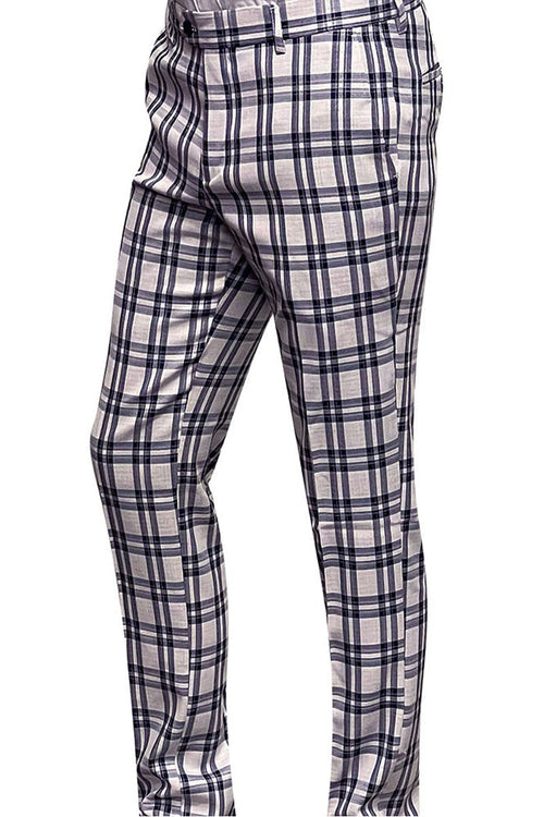 Men's Slim Fit Wool Dress Pant in Blue Windowpane