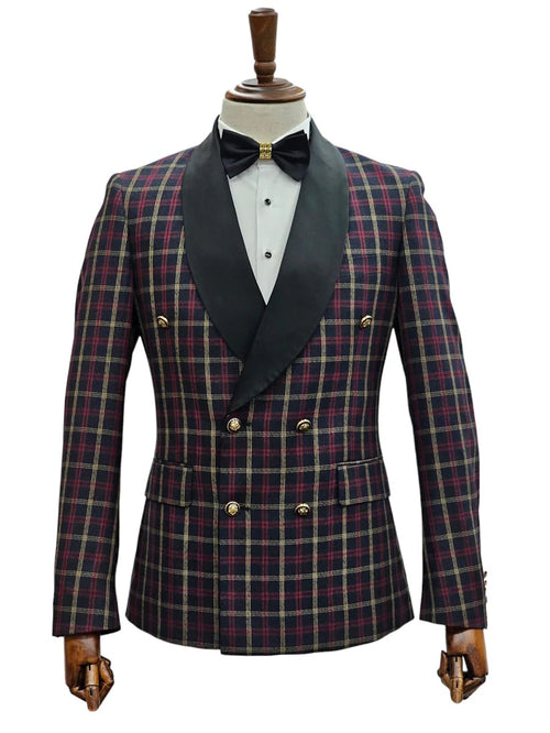 Double Breasted Tuxedo Suit - Slim fitted - Navy Blue Suit - Shawl Collar - Men's Tuxedo USA