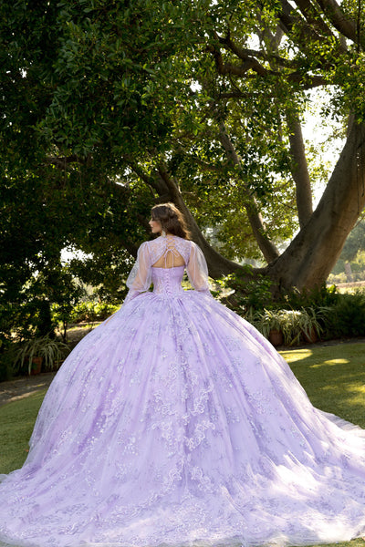 Strapless Puff Sleeve Ball Gown by Petite Adele PQ1097
