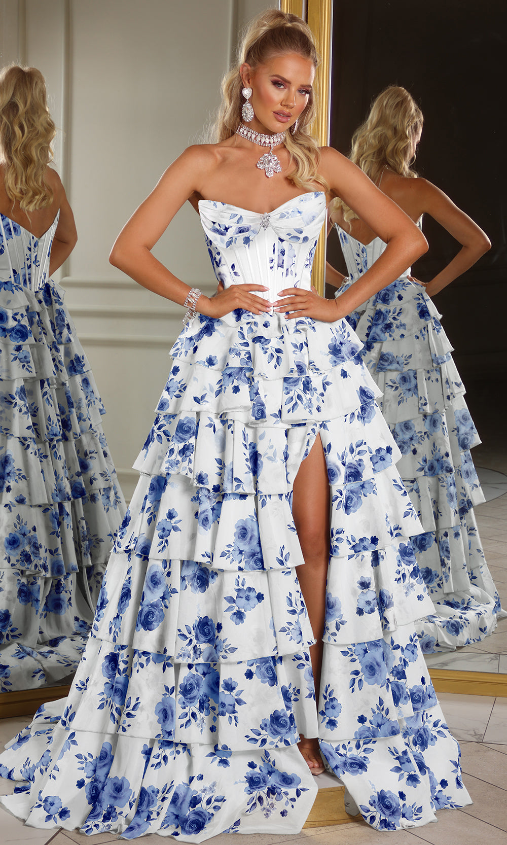 Floral Tiered Gown by Portia and Scarlett – SuitUSA