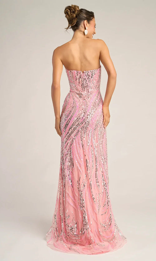 Strapless Evening Gown with Sweetheart Neckline and High Slit by Portia and Scarlett PS26419C
