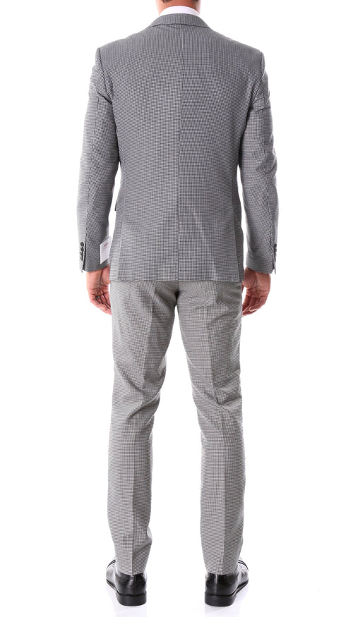 Mens Slim Fit Houndstooth Peak Lapel 2pc Suit by USA Men's Outlet
