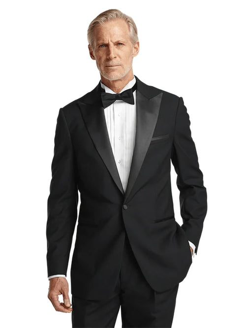 Mens Single Breasted Peak Lapel Tuxedo Jacket Black