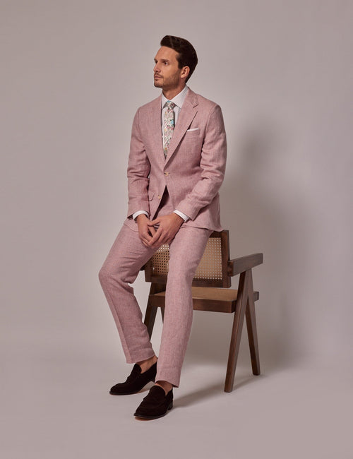 Mens Linen Suit For Beach Wedding - Summer Suit in Pink - Men's Tuxedo USA
