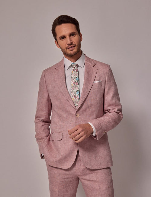 Mens Linen Suit For Beach Wedding - Summer Suit in Pink - Men's Tuxedo USA
