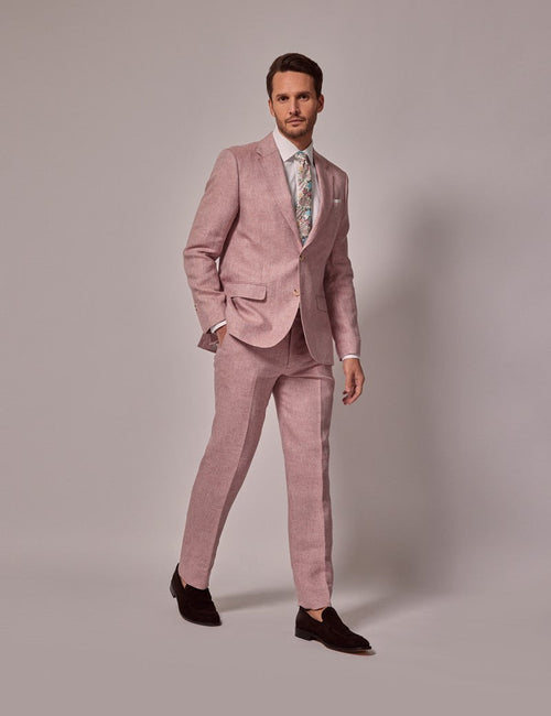 Mens Linen Suit For Beach Wedding - Summer Suit in Pink - Men's Tuxedo USA