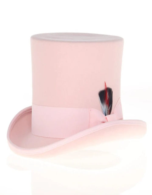 Victorian Steampunk Top Hat - 1800 19th Century - Dressy Loden Felt Top Pink Hat by USA Men's Outlet
