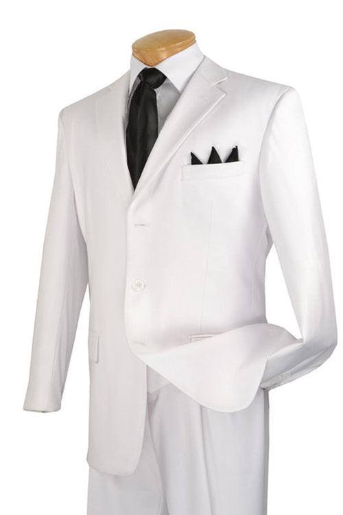Mens Classic 3 Button Regular Fit Suit in White by Fortino Landiin