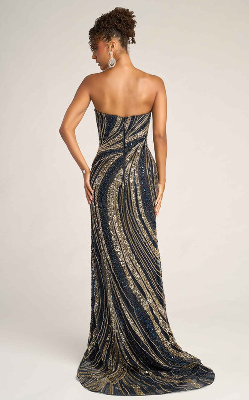 Strapless Sequin Evening Gown with Sweetheart Neckline Beaded Dress by Portia and Scarlett PS26412C
