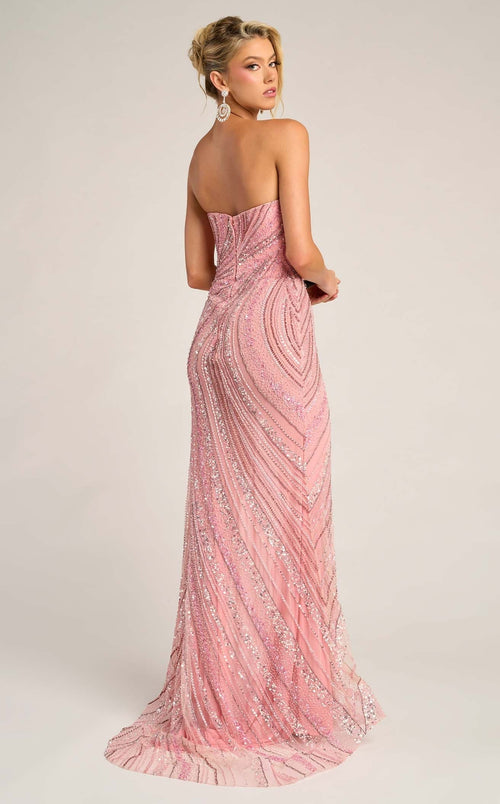 Strapless Sequin Evening Gown with Sweetheart Neckline Beaded Dress by Portia and Scarlett PS26412C
