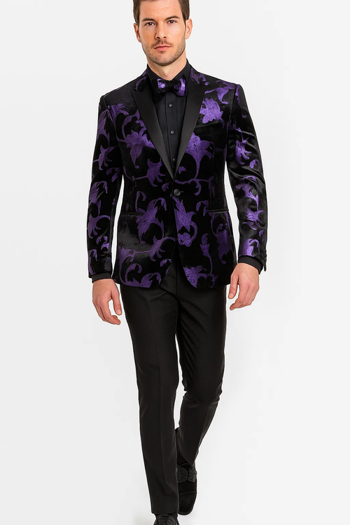 Purple and Black Paisley Tuxedo Dinner Jacket