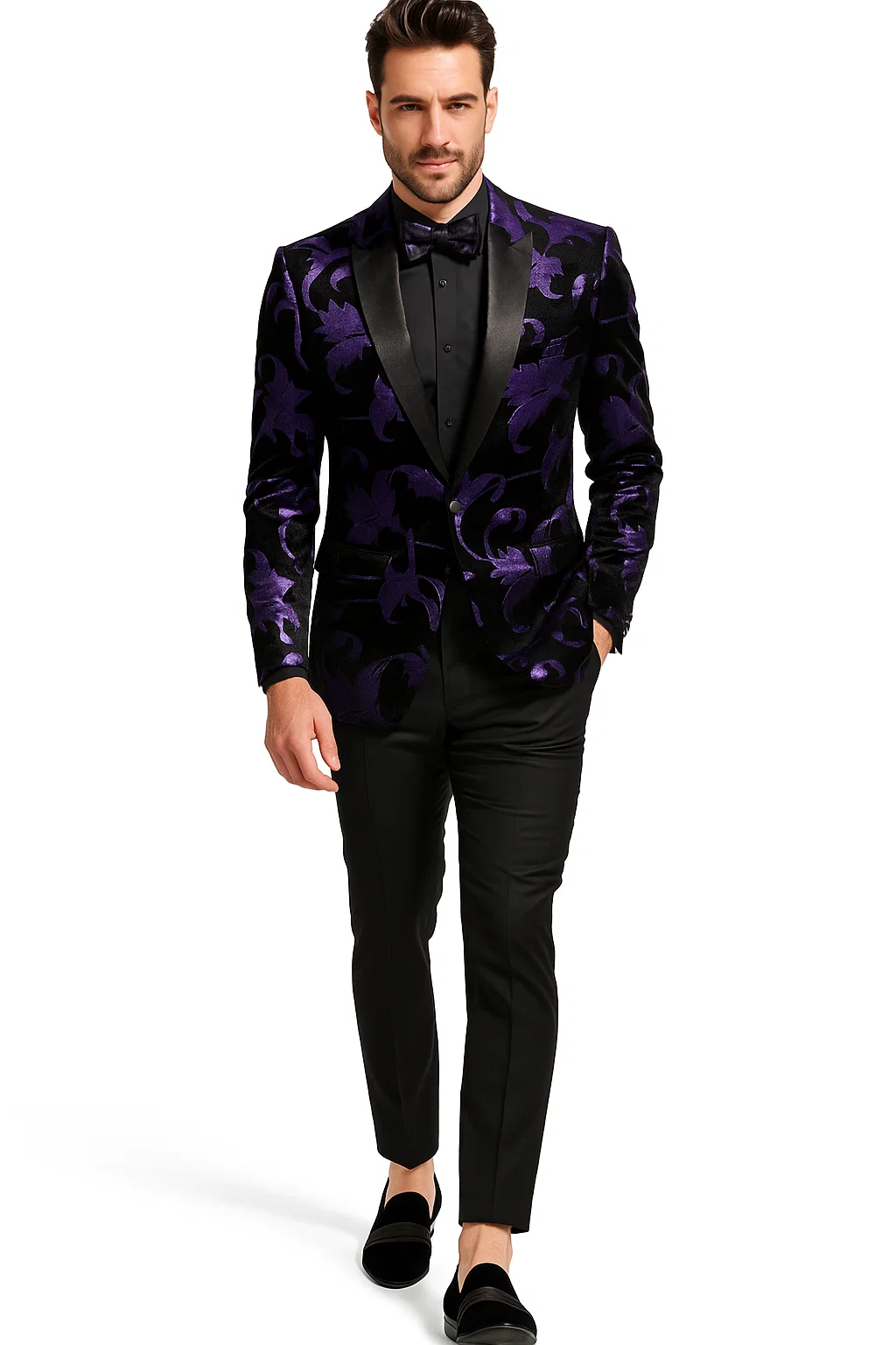 Purple and Black Paisley Tuxedo Dinner Jacket