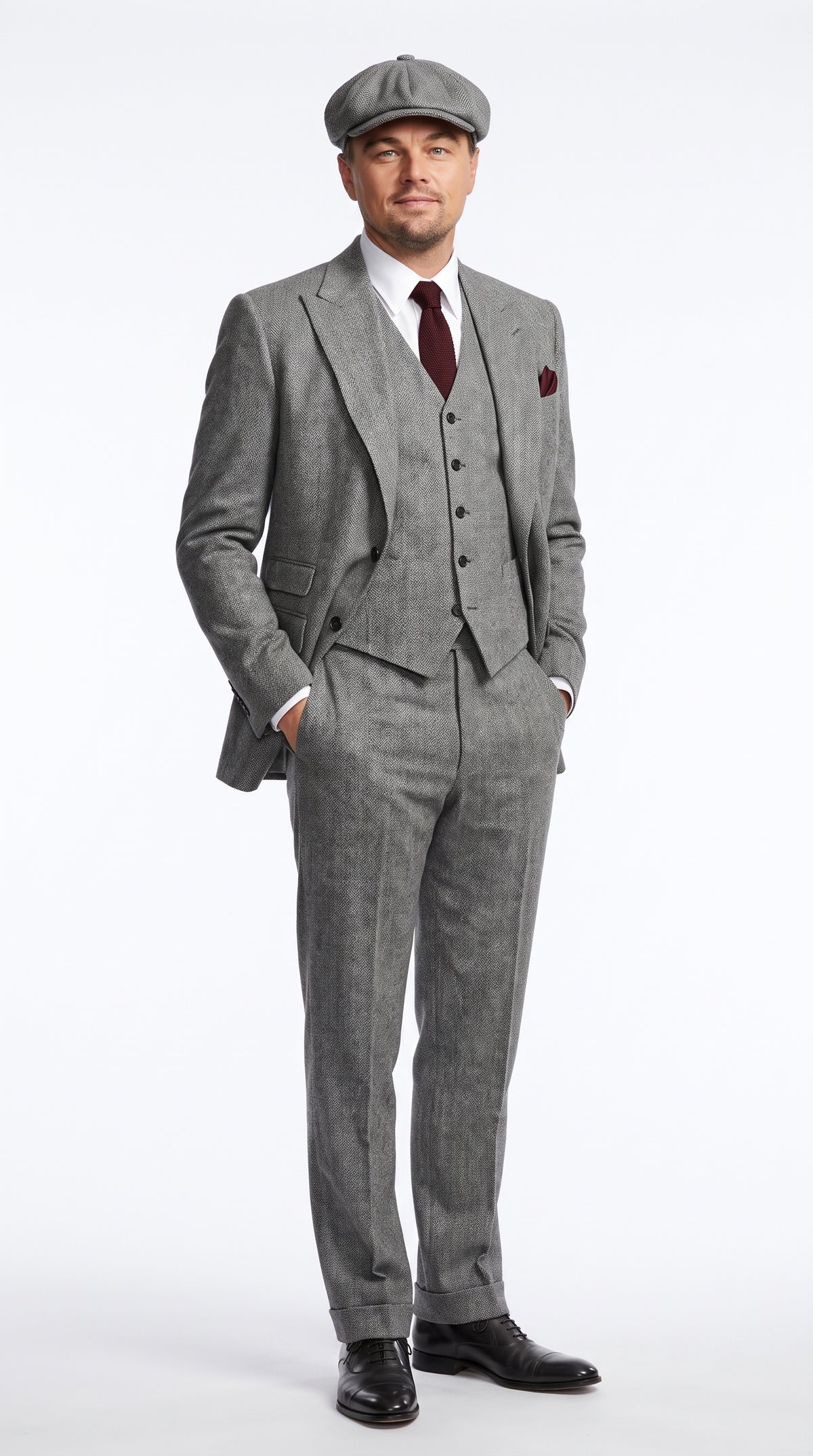 Peaky Blinders Men’s Gray Tweed 3 Piece Suit – Vintage 1920s Wedding Vested Suit