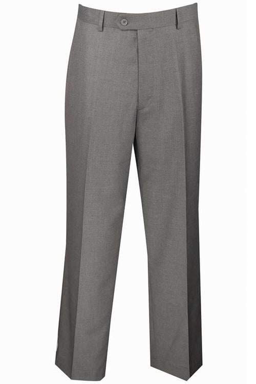 Men's Wool Feel Regular Fit Dress Pants - Khaki Flat Front Style by Vinci