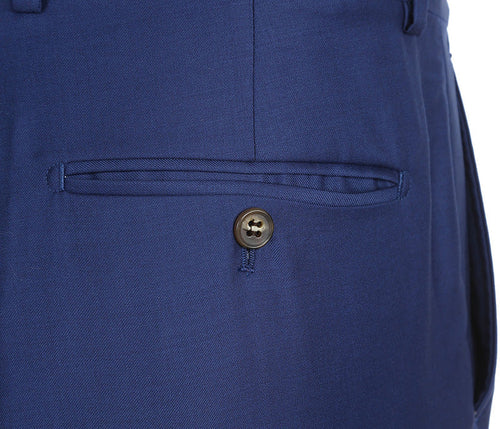 Half Canvas Wool Dress Suit Modern Fit 2 Piece in Blue by Rivelino