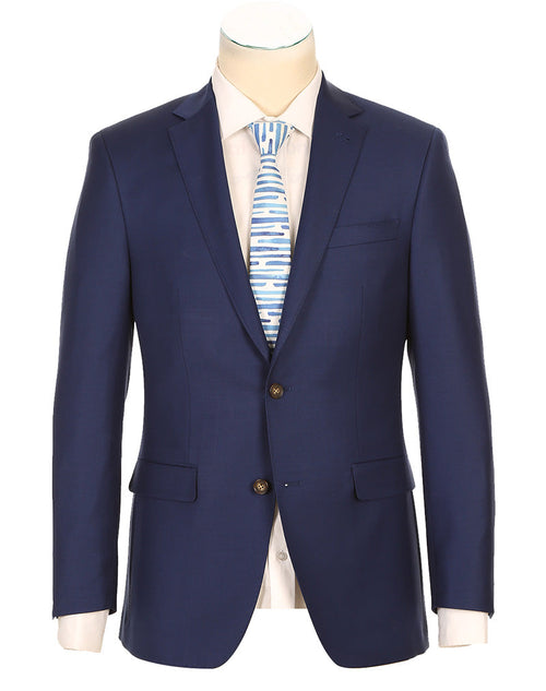 Half Canvas Wool Dress Suit Modern Fit 2 Piece in Blue by Rivelino