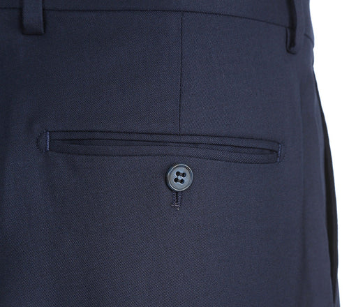 Half Canvas Stretch Wool Dress Suit Modern Fit 2 Piece in Navy by Rivelino