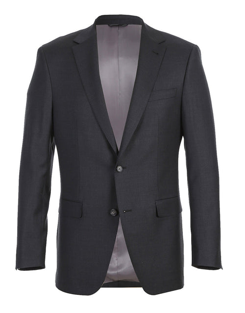 Half Canvas Wool Dress Suit Modern Fit 2 Piece in Charcoal by Rivelino