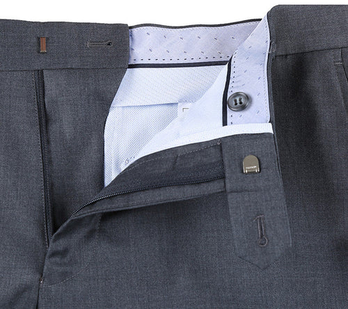 Half Canvas Wool Dress Suit Regular Fit 2 Piece in Gray by Rivelino