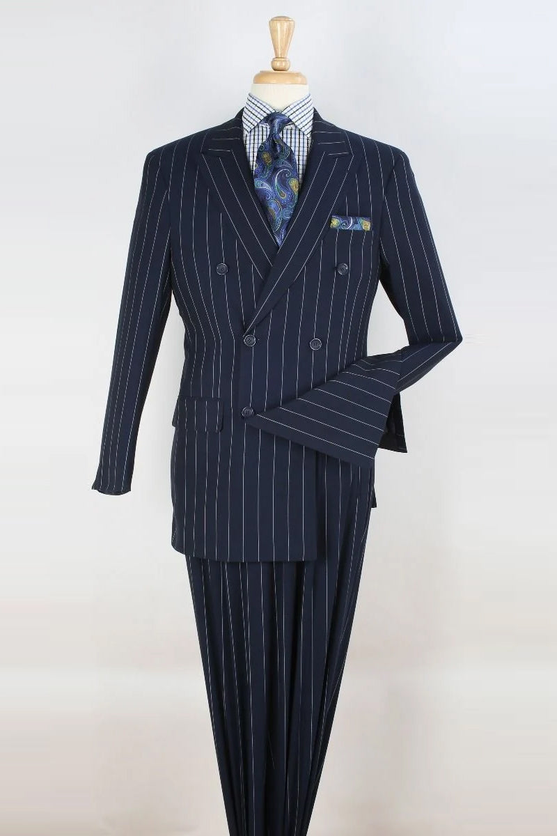 1920s Navy Pinstripe Double Breasted Suit – SuitUSA