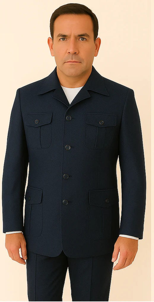 Rossi Man DUKE RM1768 – Slim Fit Navy 3-Piece Suit for Men | Stylish Formalwear