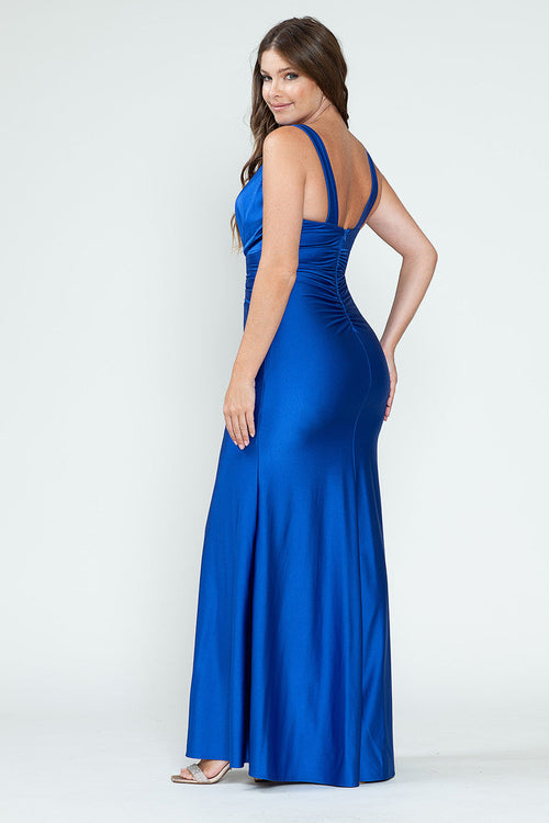 Bridesmaid Dress V-Neck Empire Bodice Ruched Prom Gown By Lenovia 5319-New Collection