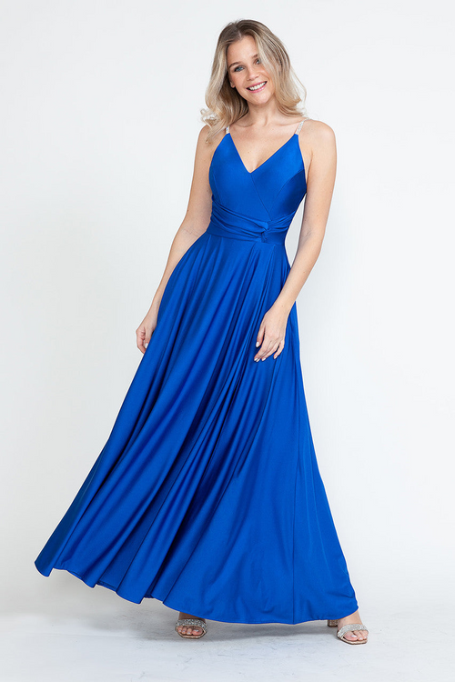 Evening Dress V-Neck Thigh Slit A-Line Formal Gown By Lenovia 5275