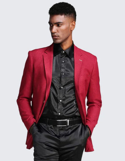 Red Two Button Slim Fit Two Button Notch Lapel - Wedding - Prom by Men's Tuxedo USA
