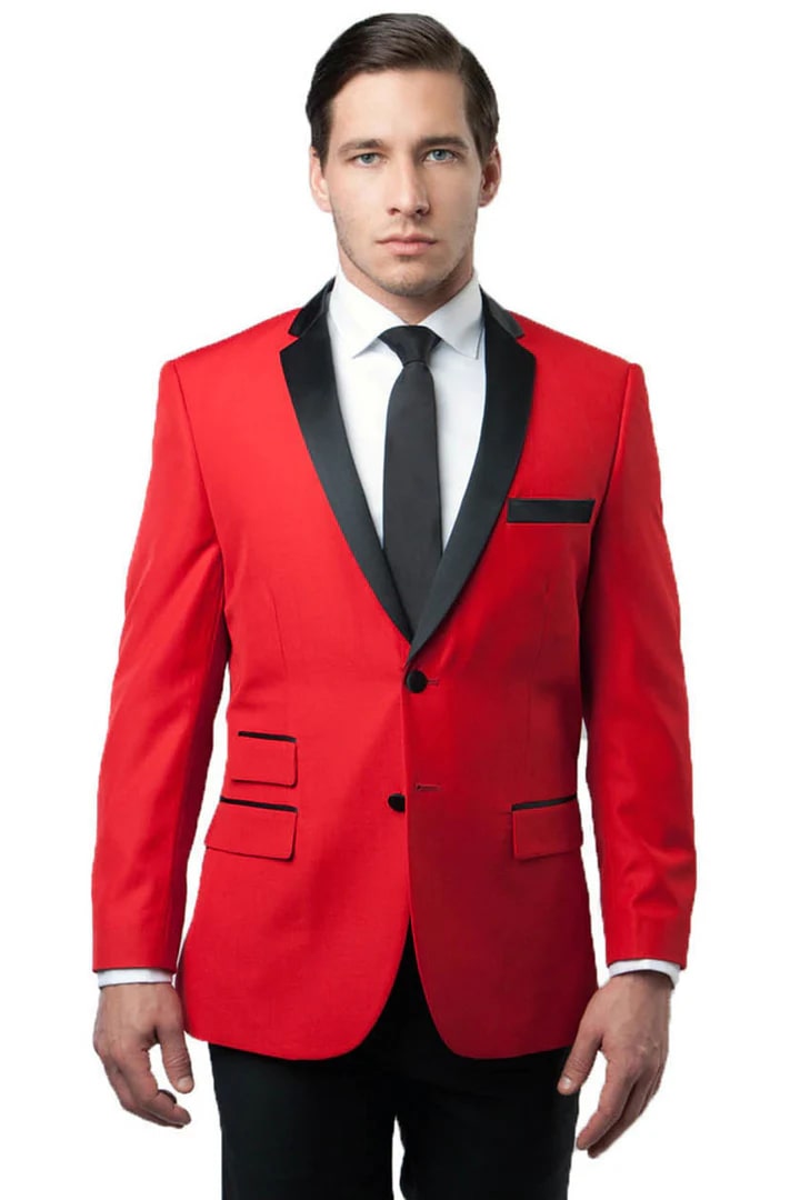 Red Prom Tuxedo Suit - Red Wedding Suit - Men's Two Button Notch Lapel Tuxedo Jacket by PROMTUXEDO