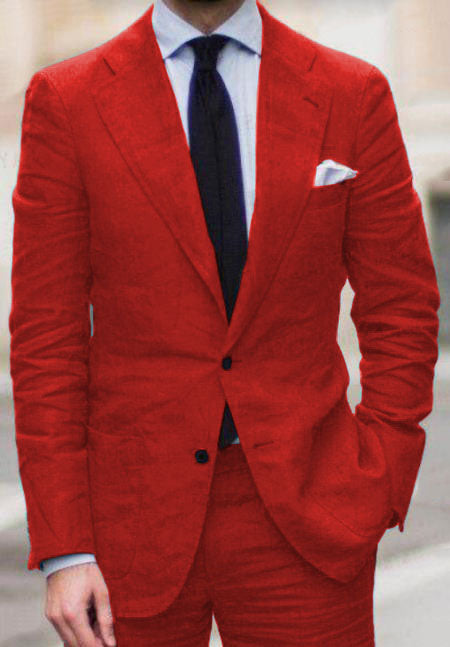 Red Linen Suit - Red Linen Suit - Red Tiffany Color by USA Men's Outlet