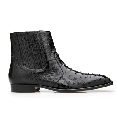 Men's Roger Ostrich Quill Dress Boot in Black by Belvedere Shoes