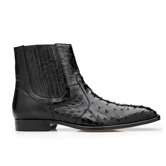 Men's Belvedere Roger Ostrich Quill Dress Boot in Black – SuitUSA